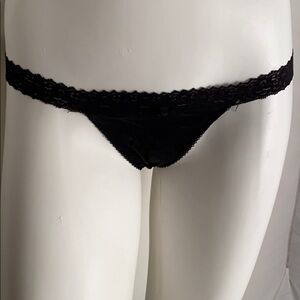 Smart and sexy black satin and lace panty. Size 6